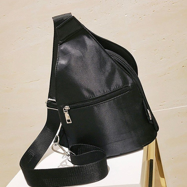 Dragonfly Embroidered Chest Bag Single Shoulder Bag Ladies Handbag Messenger Bag (Black)