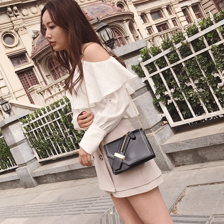Zipper Magnetic Buckle Coating PU Leather Chain Single Shoulder Bag Ladies Handbag Messenger Bag