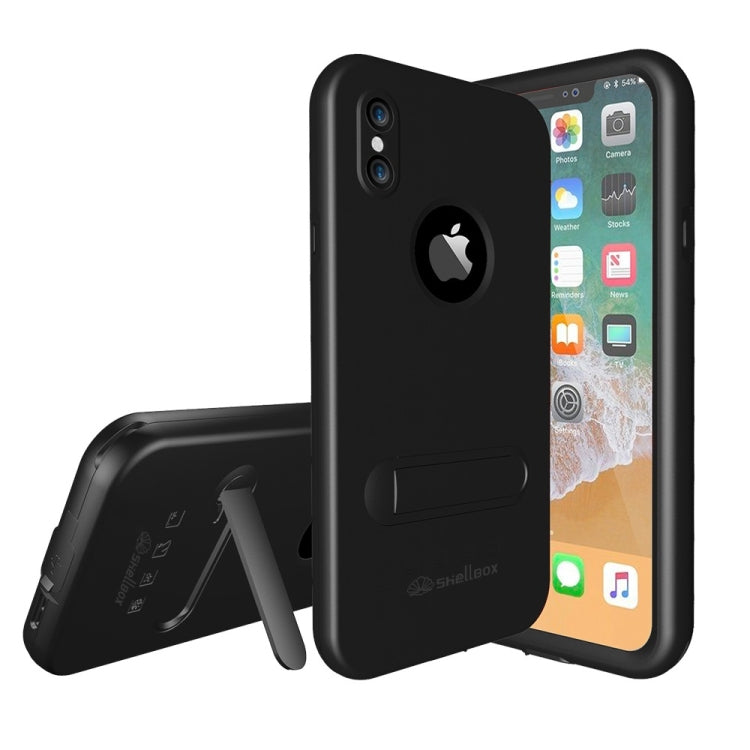 For iPhone X / XS Shellbox Pro 2m Waterproof 2m Shockproof Dustproof PC Case with Holder (Black)