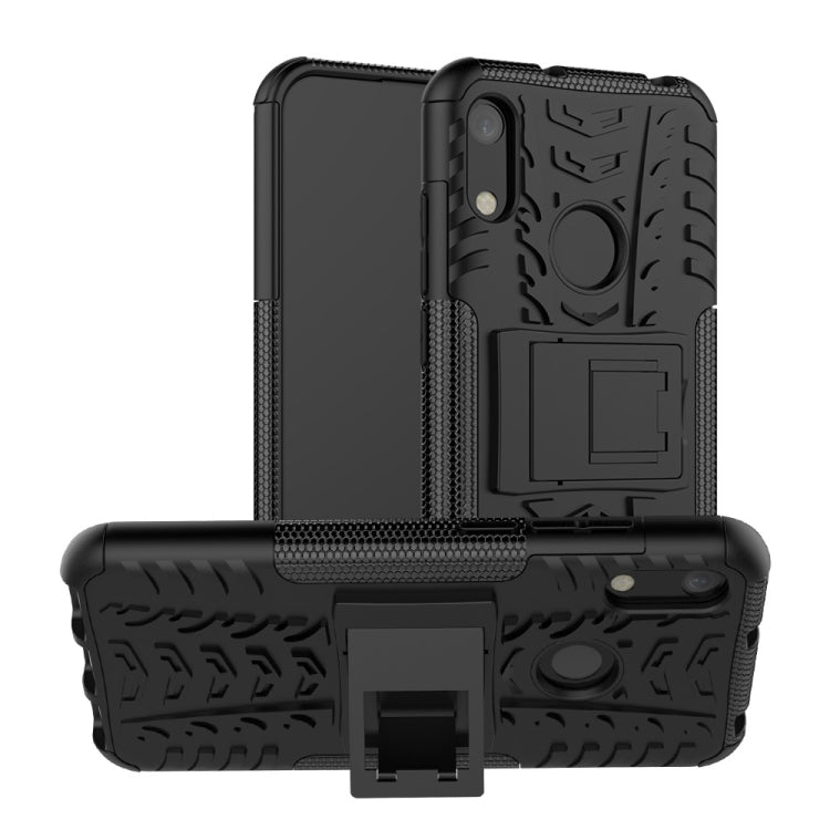 Tire Texture TPU+PC Shockproof Phone Case for Huawei Honor 8A / Y6 2019, with Holder