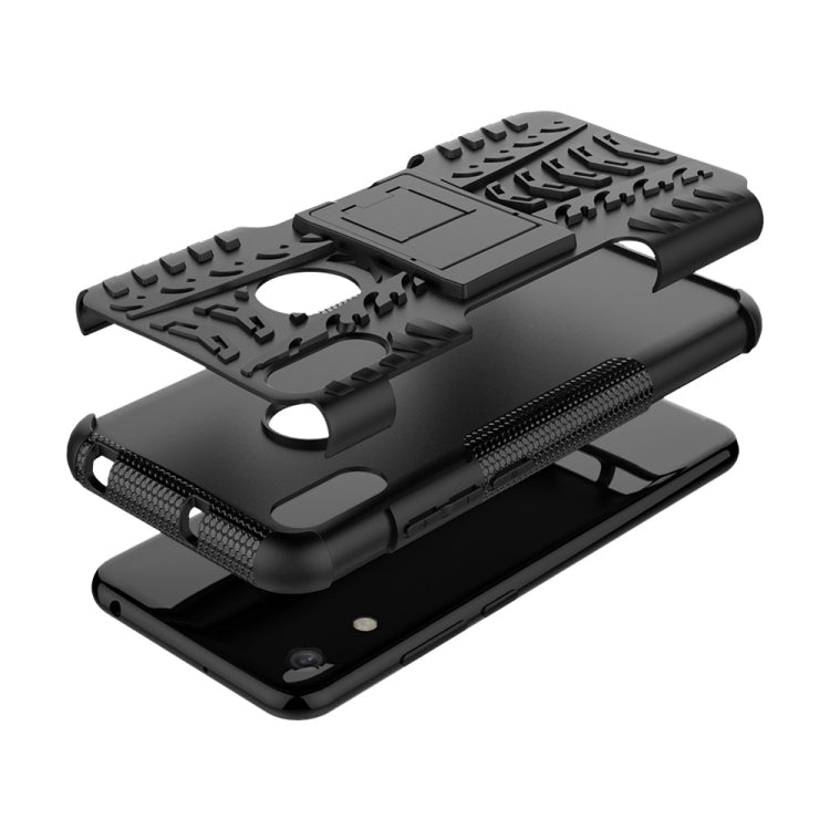 Tire Texture TPU+PC Shockproof Phone Case for Huawei Honor 8A / Y6 2019, with Holder