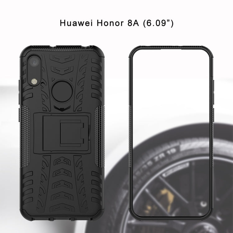 Tire Texture TPU+PC Shockproof Phone Case for Huawei Honor 8A / Y6 2019, with Holder