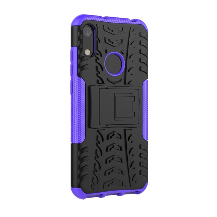 Tire Texture TPU+PC Shockproof Phone Case for Huawei Honor 8A / Y6 2019, with Holder