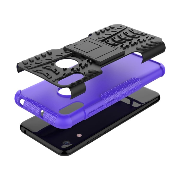 Tire Texture TPU+PC Shockproof Phone Case for Huawei Honor 8A / Y6 2019, with Holder