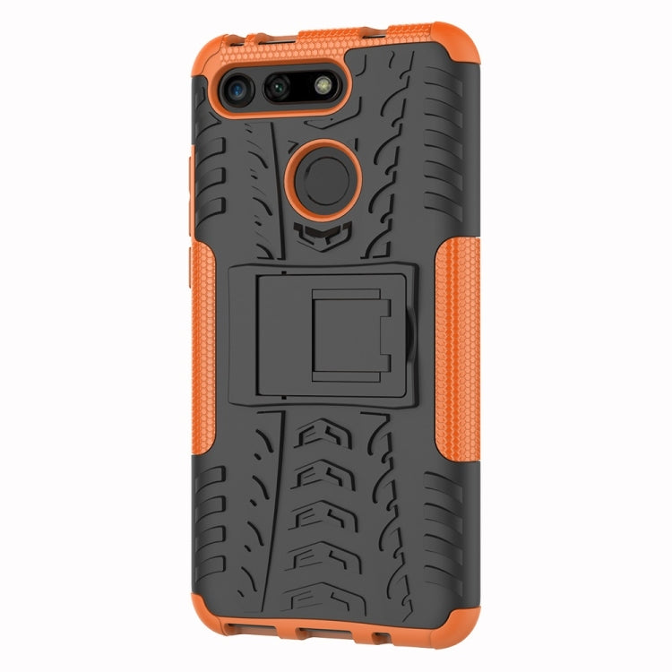 Tire Texture TPU+PC Shockproof Phone Case for Huawei Honor V20, with Holder