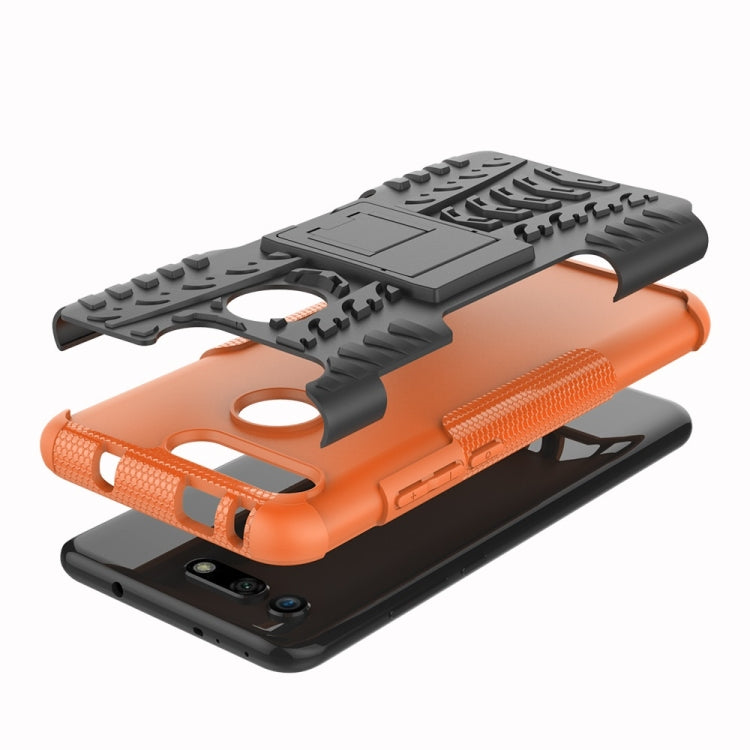 Tire Texture TPU+PC Shockproof Phone Case for Huawei Honor V20, with Holder