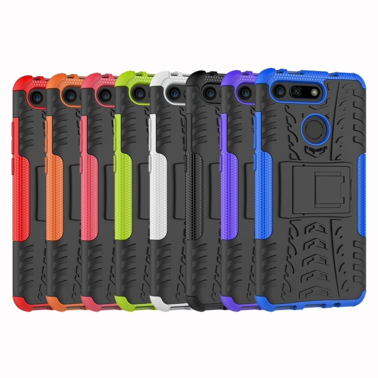 Tire Texture TPU+PC Shockproof Phone Case for Huawei Honor V20, with Holder