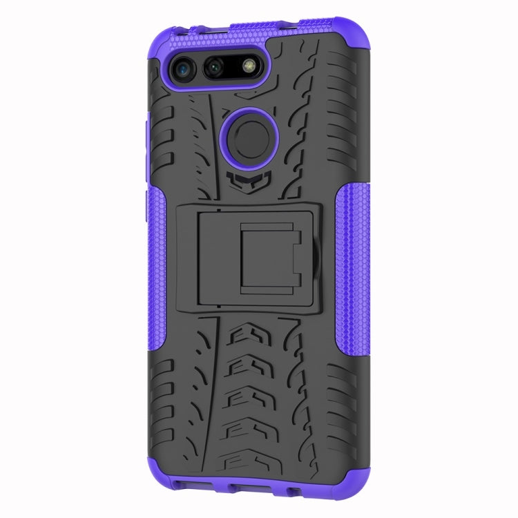 Tire Texture TPU+PC Shockproof Phone Case for Huawei Honor V20, with Holder
