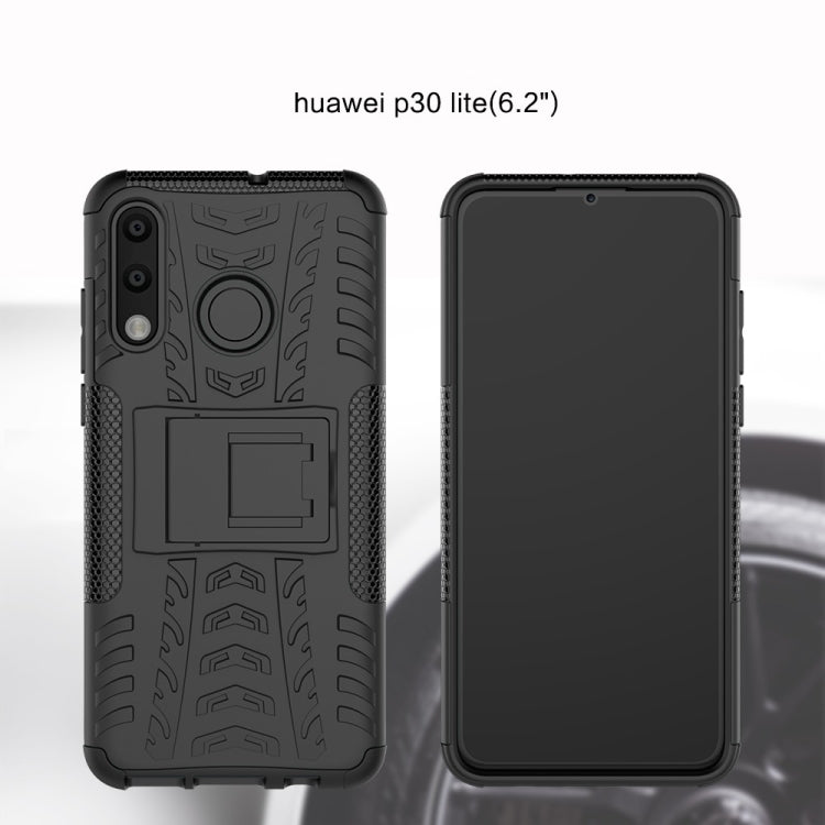 Tire Texture TPU+PC Shockproof Phone Case for Huawei P30 Lite / Nova 4e, with Holder