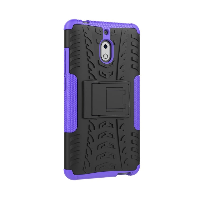 Tire Texture TPU+PC Shockproof Phone Case for Nokia 2.1, with Holder