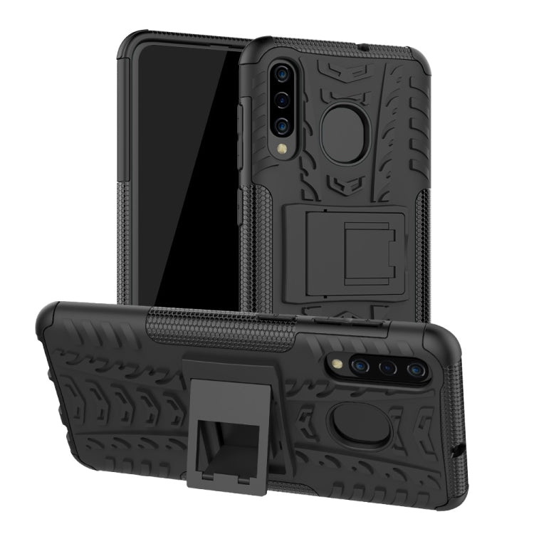 Tire Texture TPU+PC Shockproof Phone Case for Galaxy A50 / A20 / A30, with Holder
