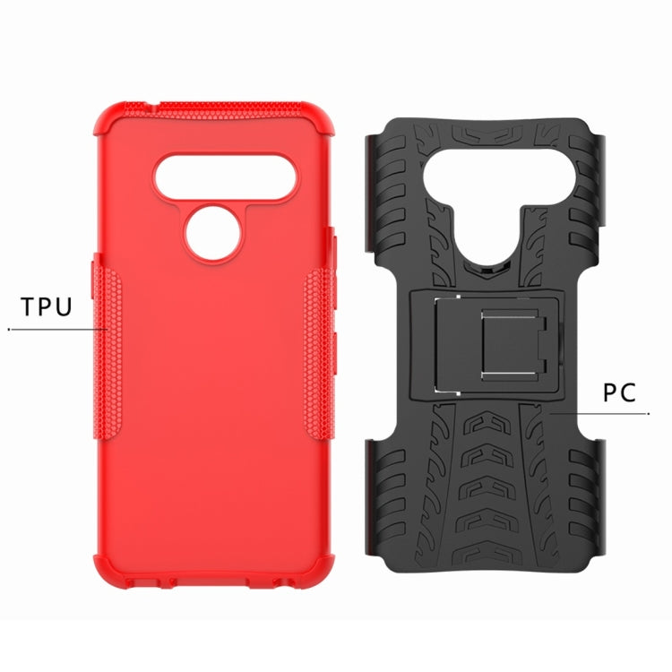 Tire Texture TPU+PC Shockproof Case for LG V50 ThinQ, with Holder