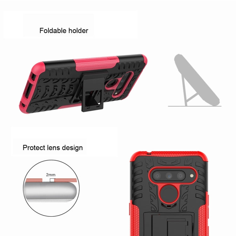 Tire Texture TPU+PC Shockproof Case for LG V50 ThinQ, with Holder