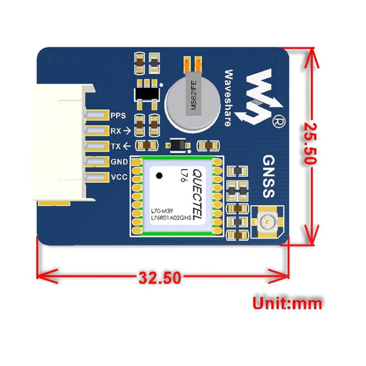 Waveshare L76X Multi-GNSS Module, GPS, BDS, QZSS