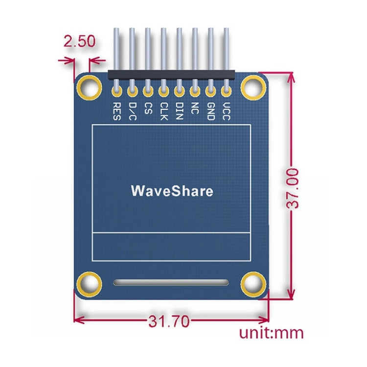 Waveshare 0.95 inch RGB OLED (A), SPI Interface, Curved Horizontal Pinheader