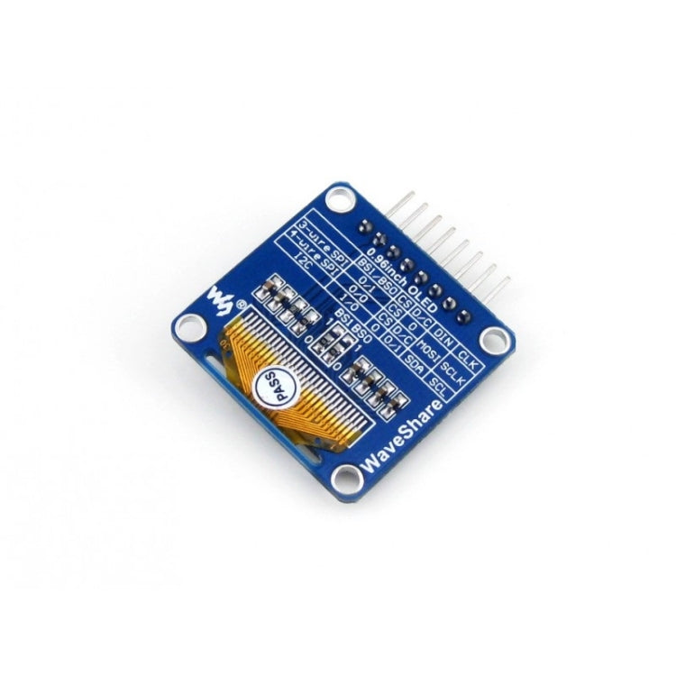 Waveshare 0.96 inch 128*64 OLED (A), SPI/I2C Interfaces, Angled Horizontal Pinheader