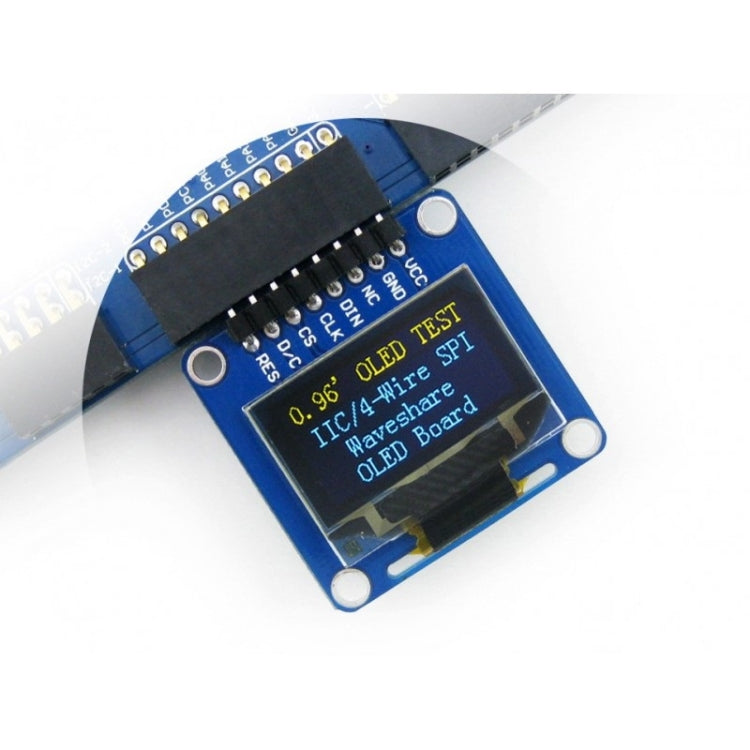 Waveshare 0.96 inch 128*64 OLED (A), SPI/I2C Interfaces, Angled Horizontal Pinheader