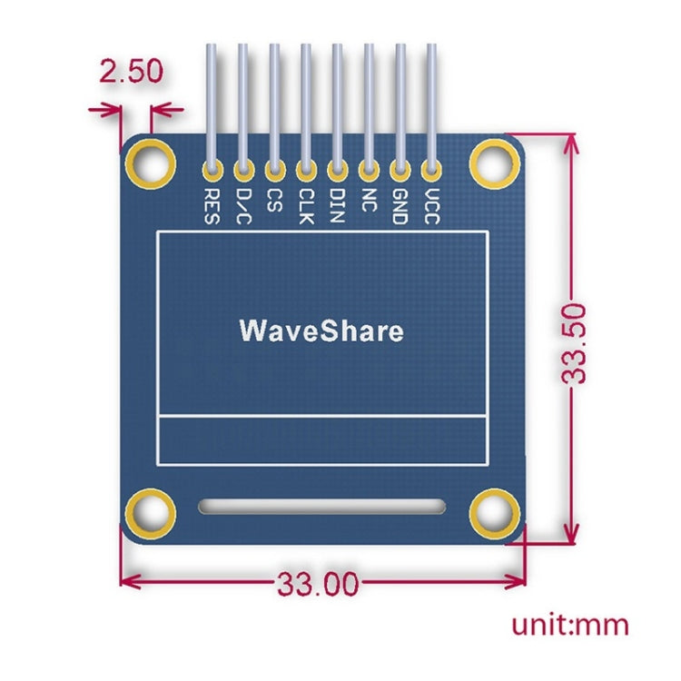 Waveshare 0.96 inch 128*64 OLED (A), SPI/I2C Interfaces, Angled Horizontal Pinheader