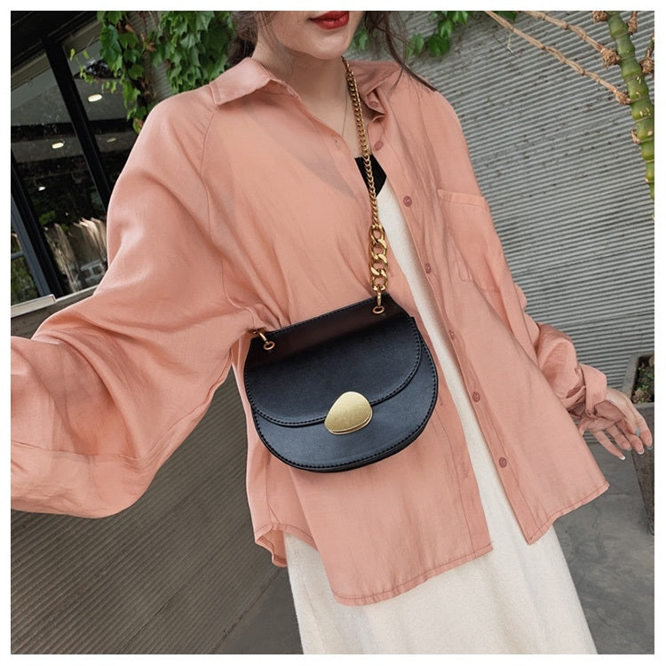 Magnetic Buckle PU Leather Chain Single Shoulder Bag Ladies Handbag Messenger Bag