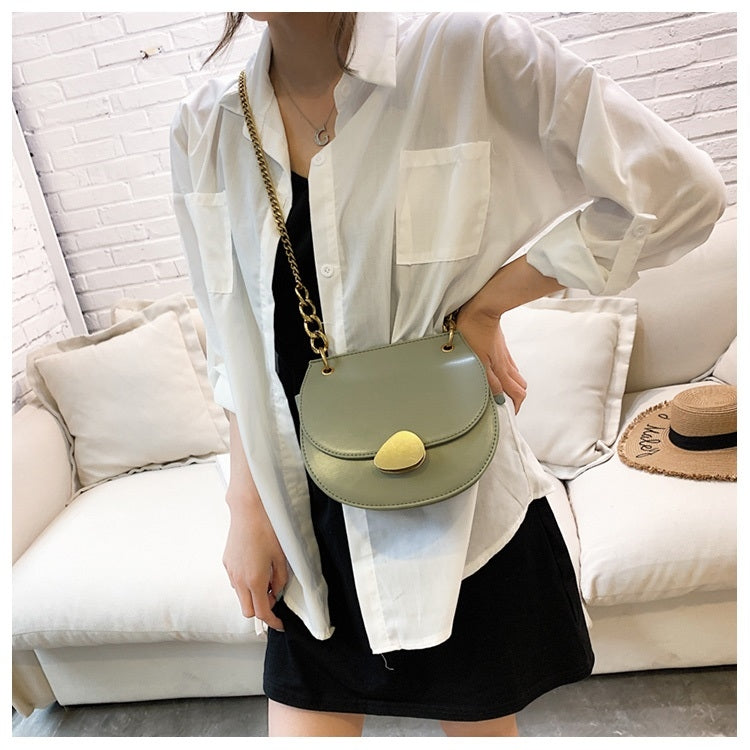 Magnetic Buckle PU Leather Chain Single Shoulder Bag Ladies Handbag Messenger Bag