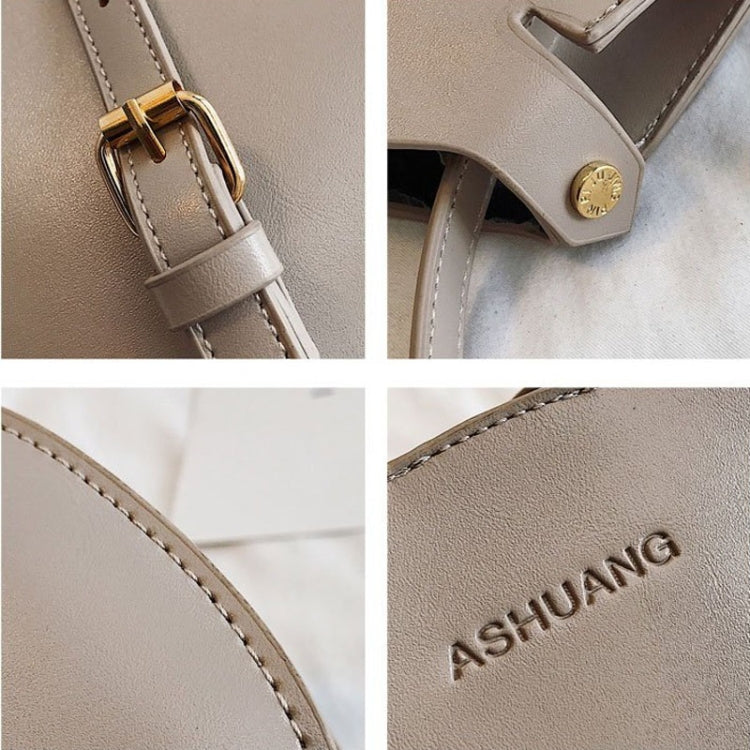 Magnetic Buckle Small Bucket Bag PU Leather Single Shoulder Bag Ladies Handbag Messenger Bag