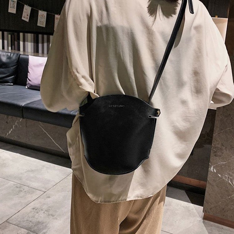 Magnetic Buckle Small Bucket Bag PU Leather Single Shoulder Bag Ladies Handbag Messenger Bag