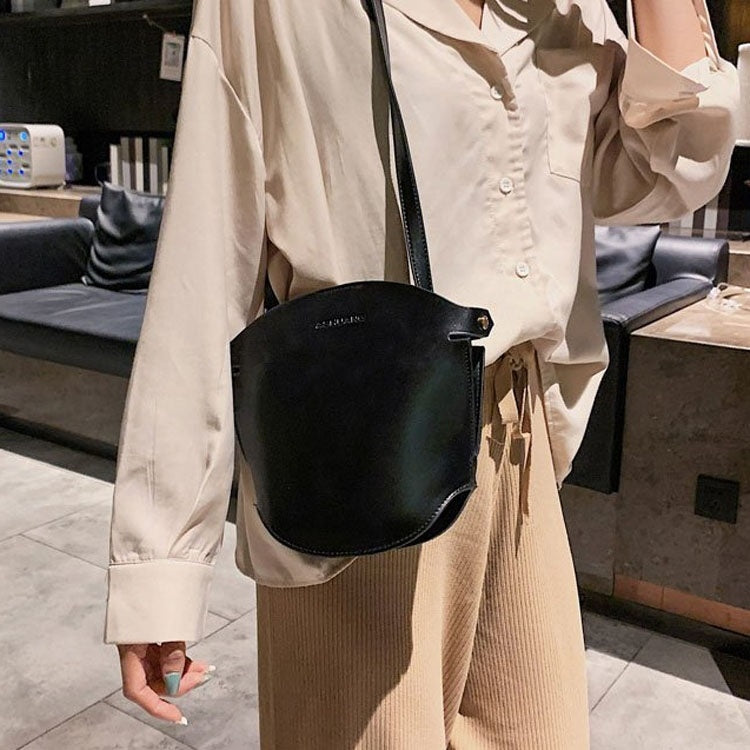 Magnetic Buckle Small Bucket Bag PU Leather Single Shoulder Bag Ladies Handbag Messenger Bag