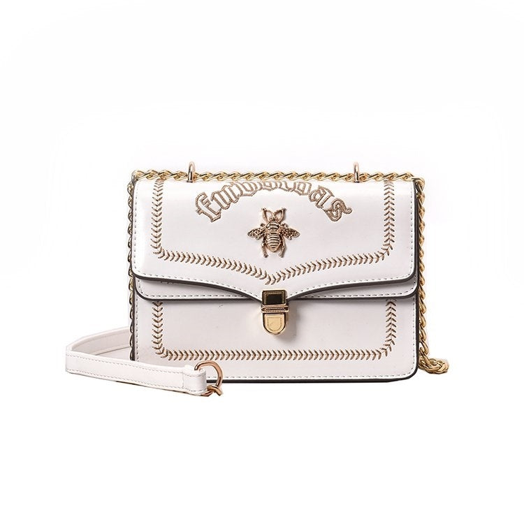 Bee Embroidery PU Leather Chain Single Shoulder Bag Ladies Handbag Messenger Bag
