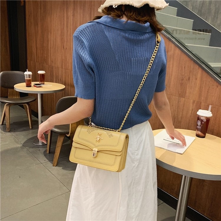 Bee Embroidery PU Leather Chain Single Shoulder Bag Ladies Handbag Messenger Bag
