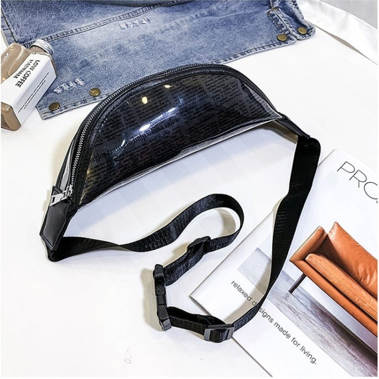 Fashion Newspaper Printing Plastic Transparent Jelly Waist Chest Bag Single Shoulder Bag Messenger Bag