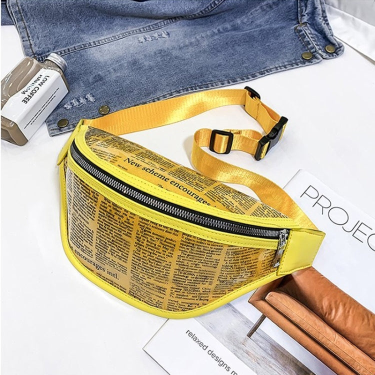 Fashion Newspaper Printing Plastic Transparent Jelly Waist Chest Bag Single Shoulder Bag Messenger Bag