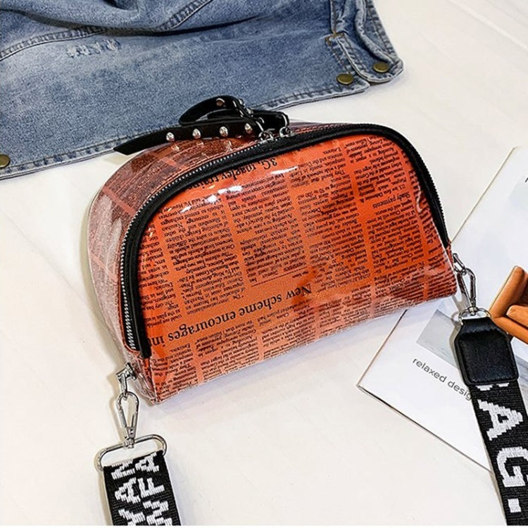 Fashion Newspaper Printing Plastic Transparent Jelly Waist Chest Bag Dual-zipper Single Shoulder Bag Messenger Bag