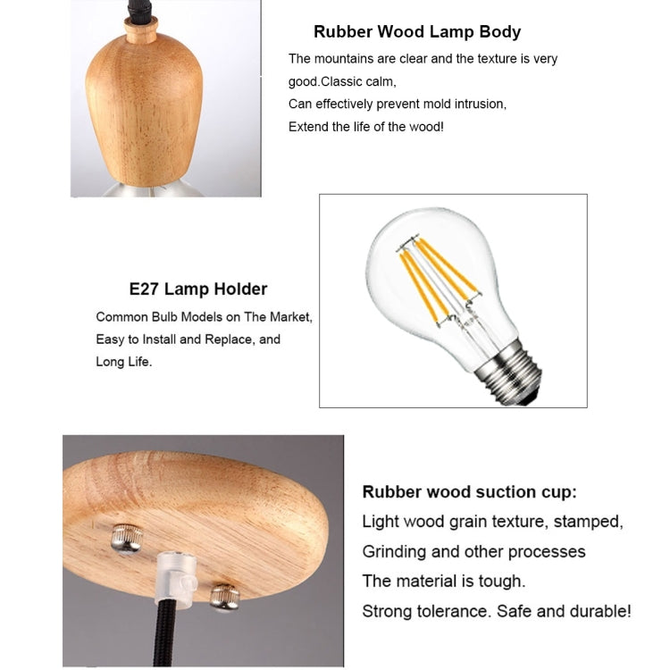 Natural Solid Wood Glass Pendant Lamp Ceiling Lamp for Bedroom Living Room Study Dining Room