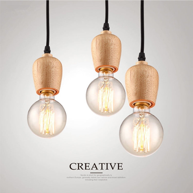 Natural Solid Wood Glass Pendant Lamp Ceiling Lamp for Bedroom Living Room Study Dining Room