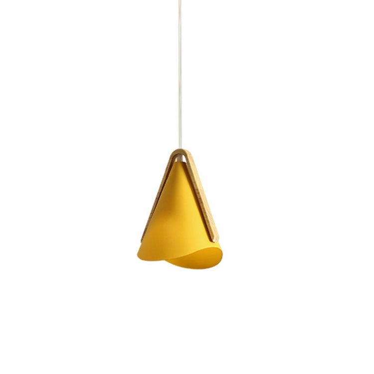 Vantage Natural Environmentally Friendly Trumpet Shape Wrought Iron Solid Wood Pendant Lamp Ceiling Lamp for Bedroom Living Room Study Dining Room (Yellow)