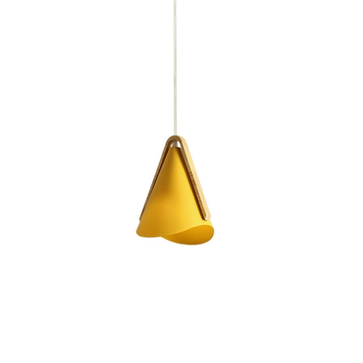 Vantage Natural Environmentally Friendly Trumpet Shape Wrought Iron Solid Wood Pendant Lamp Ceiling Lamp for Bedroom Living Room Study Dining Room (Yellow)