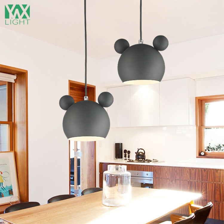 Wrought Iron Cartoon Mickey Pendant Lamp Ceiling Lamp for Children's Bedroom Living Room Study Dining Room