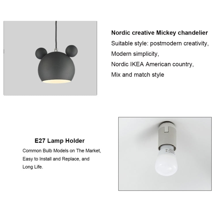 Wrought Iron Cartoon Mickey Pendant Lamp Ceiling Lamp for Children's Bedroom Living Room Study Dining Room