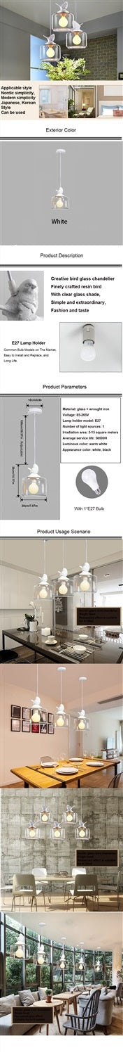 Peace Dove Shape Glass Metal Ceiling Lamp Pendant Lamp for Bedroom Living Room Study Restaurant Bar Coffee House Aisle Hall