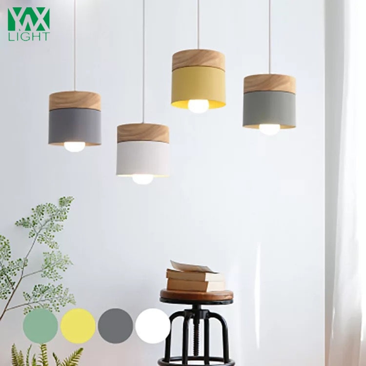 Natural Solid Wood Bucket Ceiling Lamp Pendant Lamp for Bedroom Living Room Study Restaurant Bar Coffee House Aisle Hall