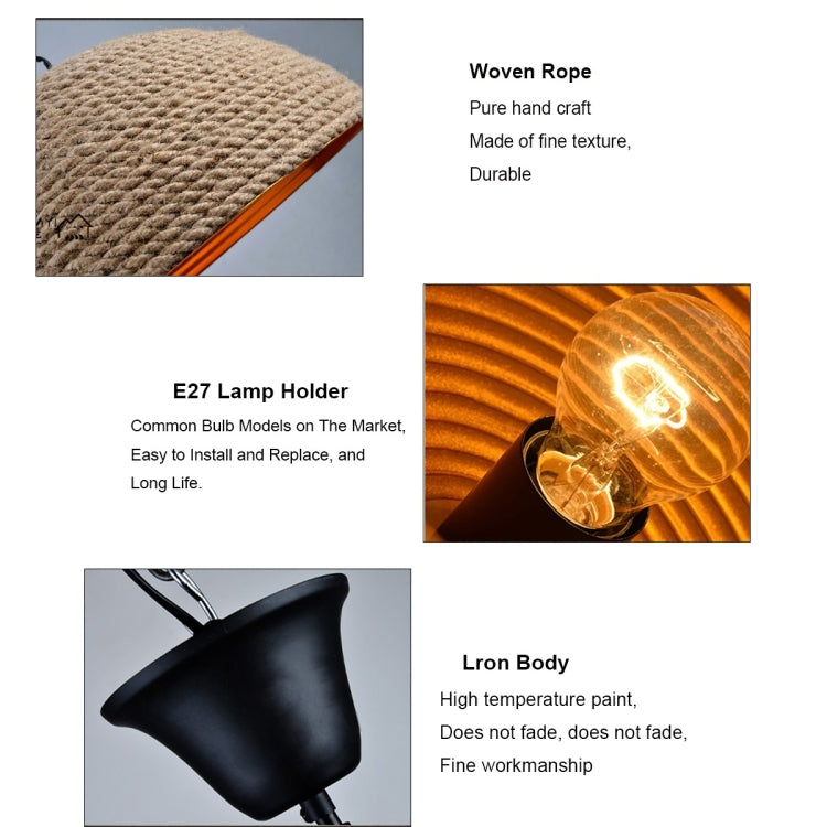Distressed Hemp Rope Ceiling Lamp Pendant Lamp Wall Lamp Artifical Lamp for Living Room Study Bar Restaurant Coffee House Hall