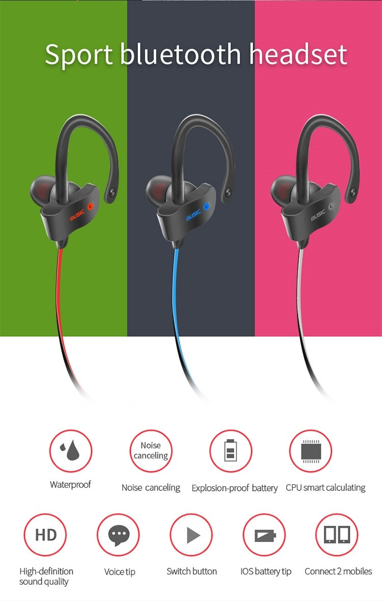 Moloke S2 Hanging Ear Sports Bluetooth Earphones Waterproof Anti-sweat Sound Headset (Black)