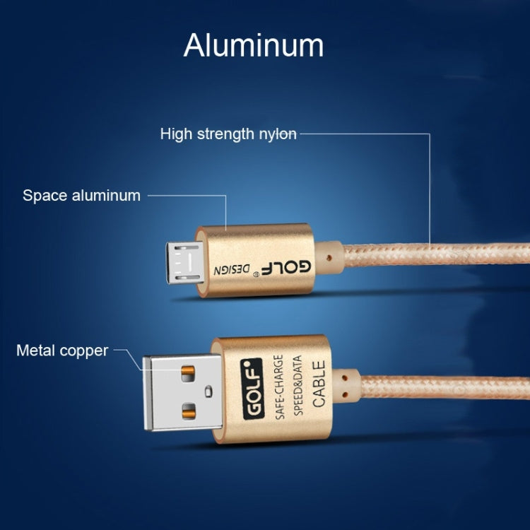 GOLF GC-10m 1m Micro USB to USB Weave Charging Data Cable for Galaxy, Huawei, Xiaomi, HTC, Sony and Other Smartphones