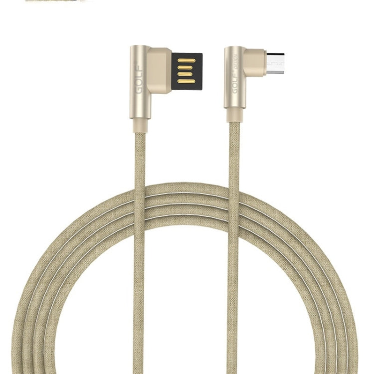 GOLF GC-48m 1m PUDDING 90 Degree Elbow Micro USB to USB 2.4A Fast Charging USB Data Cable for Galaxy, Huawei, Xiaomi, HTC, Sony and Other Smartphones