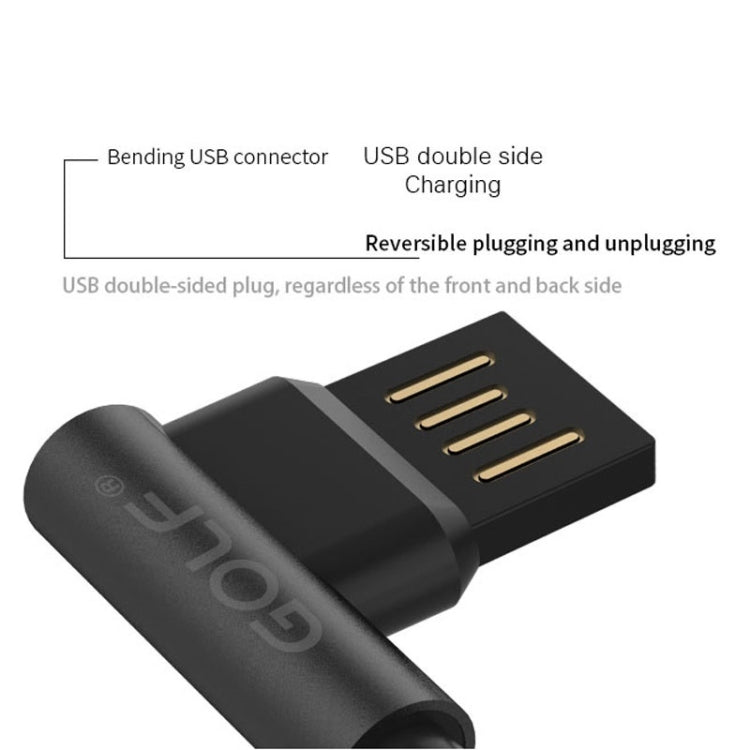GOLF GC-48m 1m PUDDING 90 Degree Elbow Micro USB to USB 2.4A Fast Charging USB Data Cable for Galaxy, Huawei, Xiaomi, HTC, Sony and Other Smartphones