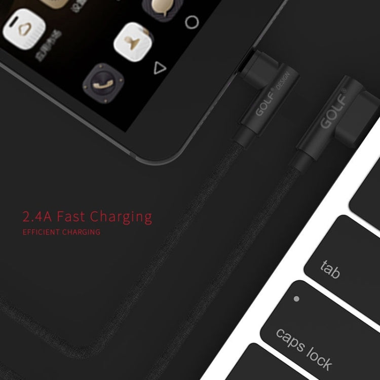 GOLF GC-48m 1m PUDDING 90 Degree Elbow Micro USB to USB 2.4A Fast Charging USB Data Cable for Galaxy, Huawei, Xiaomi, HTC, Sony and Other Smartphones