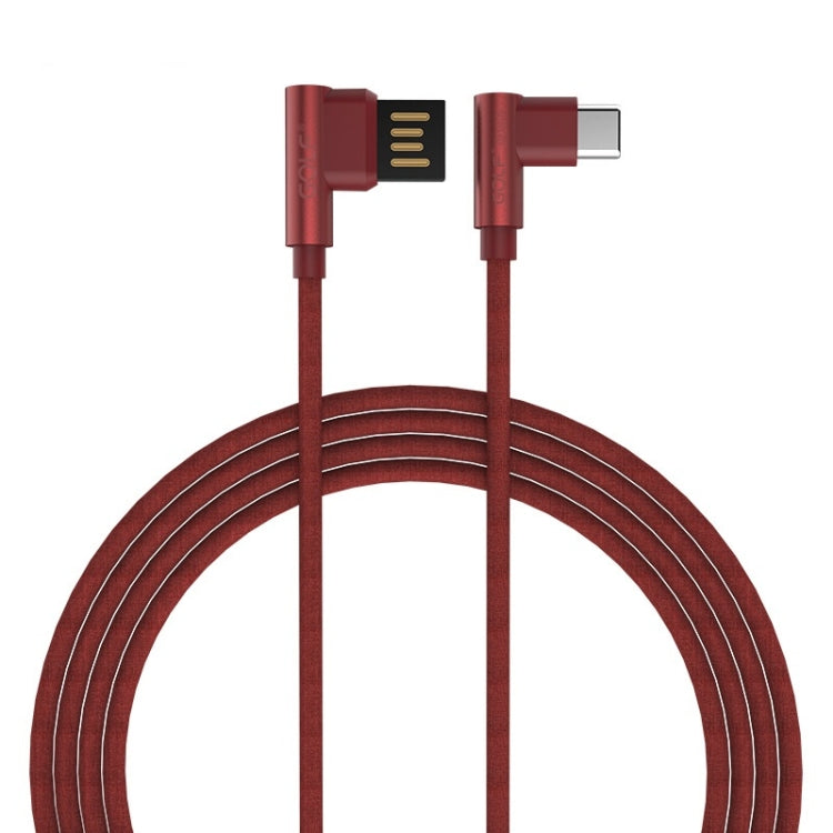 GOLF GC-48t 1m PUDDING 90 Degree Elbow USB-C / Type-C to USB 2.4A Fast Charging USB Data Cable for Galaxy S8 & S8+ / LG G6 / Huawei P10 & P10 Plus / Xiaomi Mi 6 & Max 2 and other Smartphones (Red)