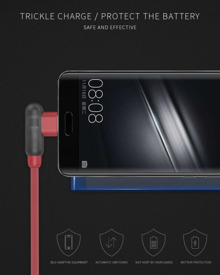 GOLF GC-45t 1m 90 Degree Elbow USB-C / Type-C to USB 2.4A Fast Charging USB Data Cable for Galaxy S8 & S8+ / LG G6 / Huawei P10 & P10 Plus / Xiaomi Mi 6 & Max 2 and other Smartphones (Black)