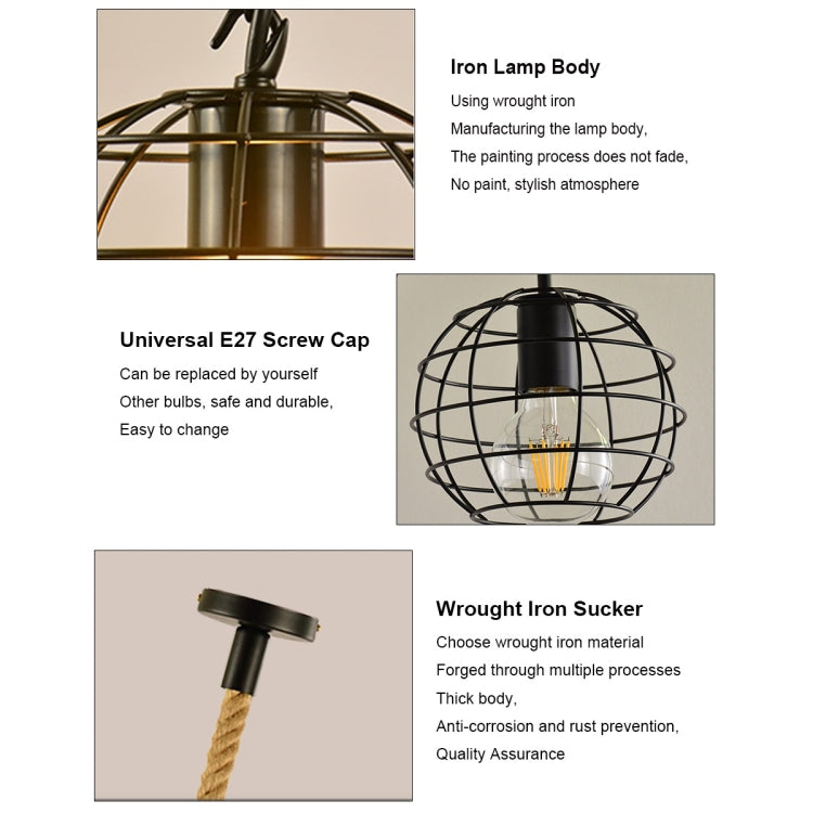 YWXLight Wrought Iron Art Milimalist Sphere Cage Frame Ceiling Light Pendant Lamp for Restaurant Bar Cafe House