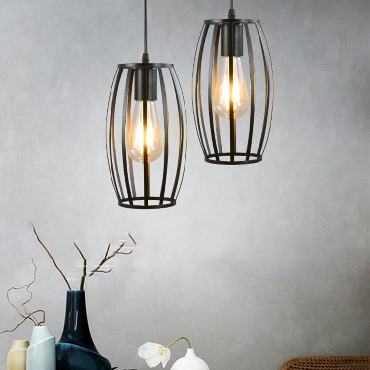 YWXLight Wrought Iron Art Milimalist Bucket Shaped Cage Frame Ceiling Light Pendant Lamp for Restaurant Bar Cafe House Bistro Aisle Hall